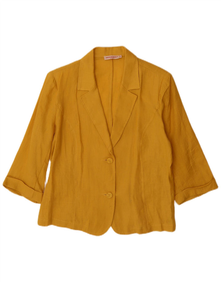 VINTAGE Femme Manches 3/4 2 Bouton Blazer Veste IT 50 XL Jaune