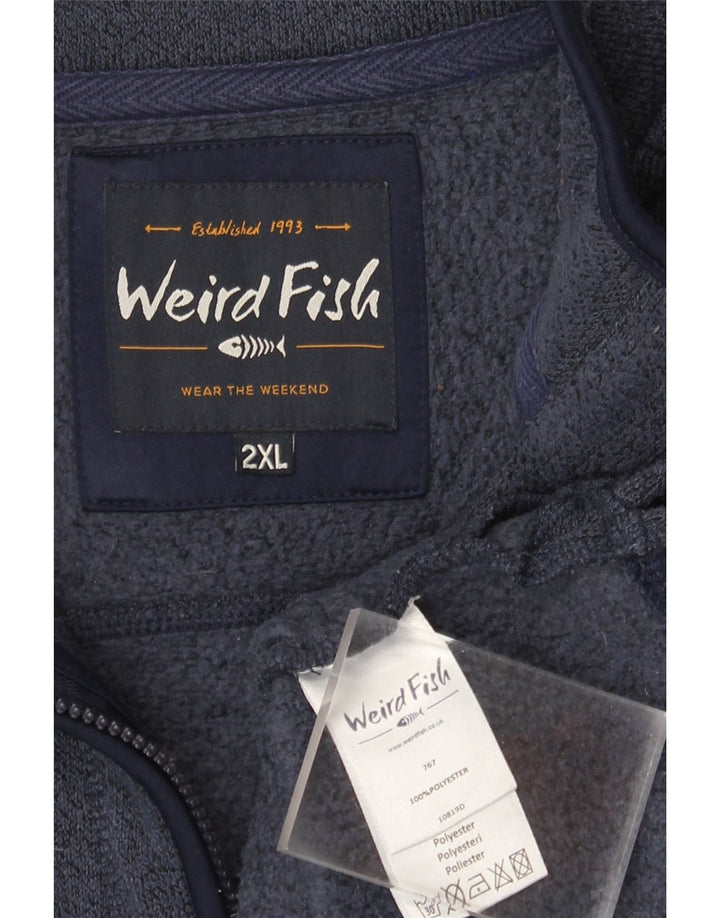 Weird Fish Sweat-shirt à col zippé pour homme 2XL Bleu marine Polyester