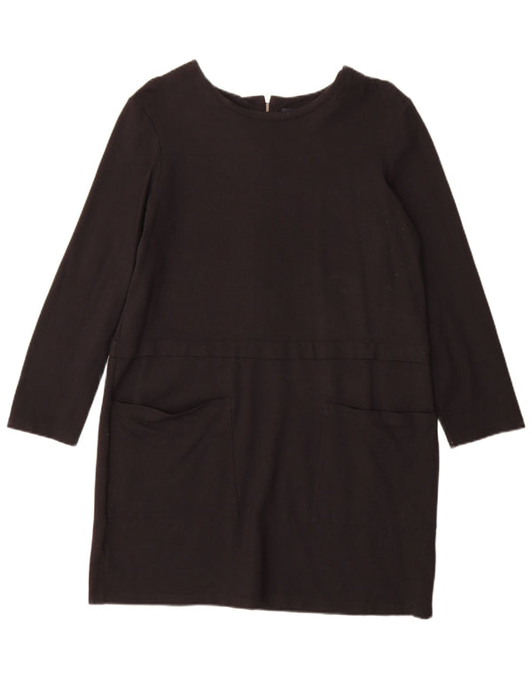 French Connection Robe droite à manches 3/4 pour femme UK 14 Large Noir Viscose