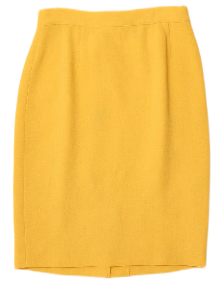 VINTAGE Ensemble jupe 2 pièces 4 boutons pour femme IT 44 Medium W26 laine jaune