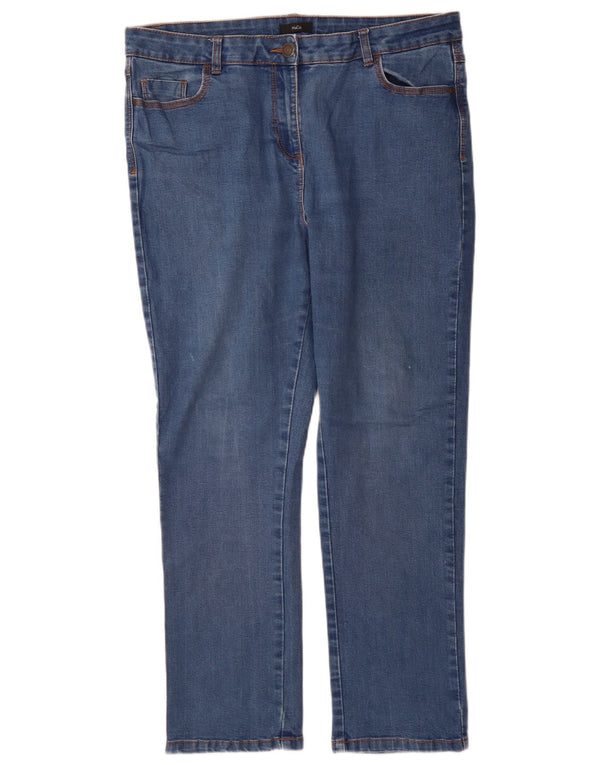 M&Co Jean droit pour femme UK 16 Large W34 L29 Bleu Coton