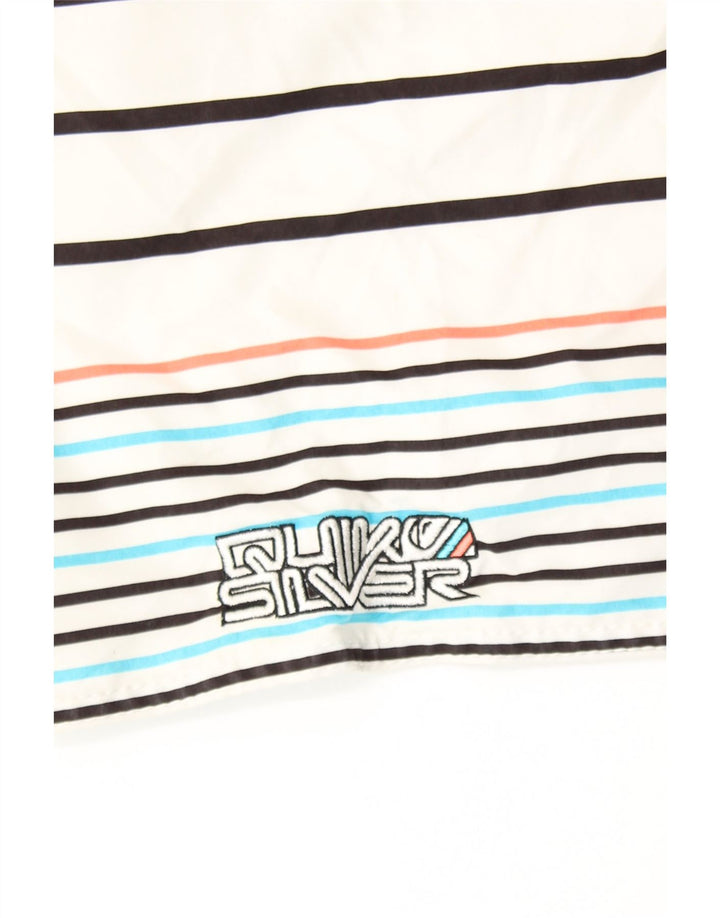 QUIKSILVER Short de Bain Homme Rayé Blanc Moyen