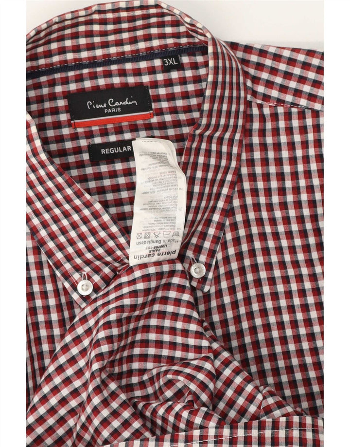 Pierre Cardin Chemise à manches courtes pour homme Coupe régulière 3XL Rouge à carreaux Polyester
