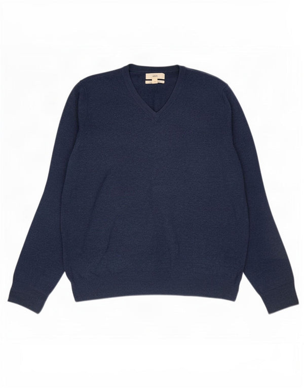 Marks & Spencer Pull col V pour homme en coton bleu Taille L