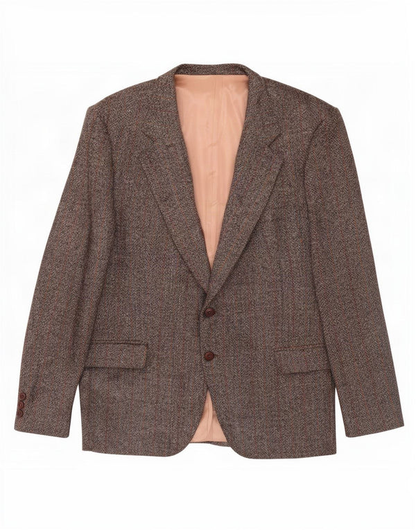vintage Mens 2 Button Blazer Jacket UK 38 Medium Brown Check Virgin Wool