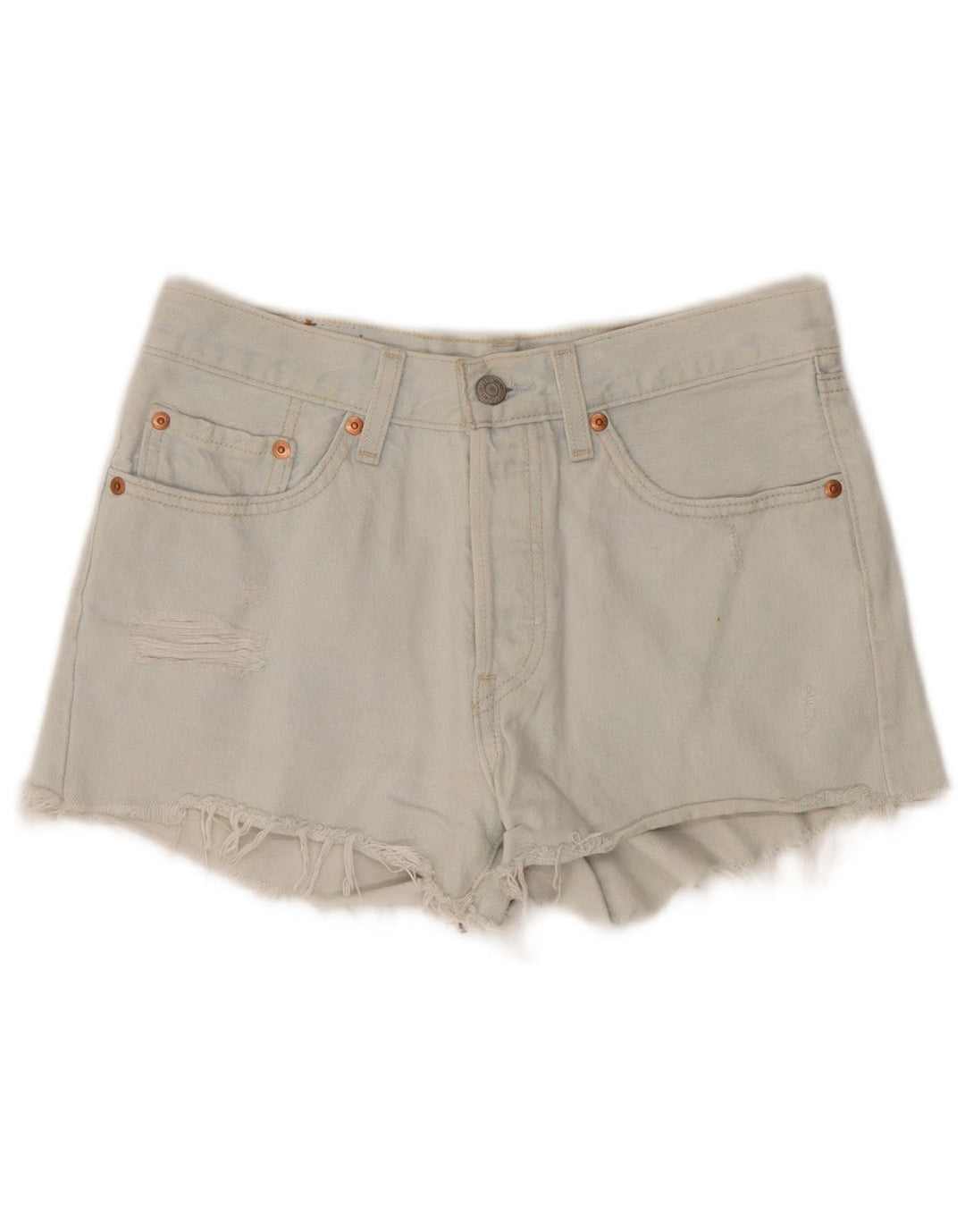 Levi's Short en Jean 501 Distressed Femme W26 Petit Bleu Coton