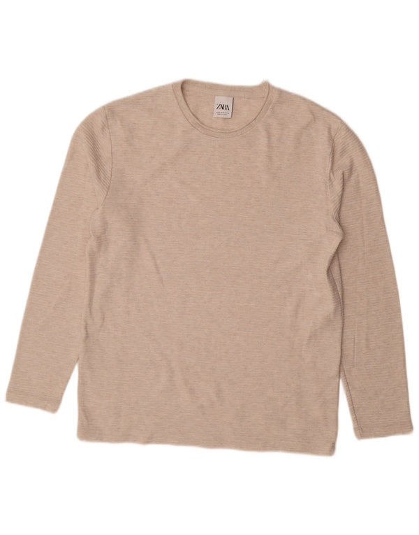 Zara Homme Top Manches Longues Polyester Beige Moyen