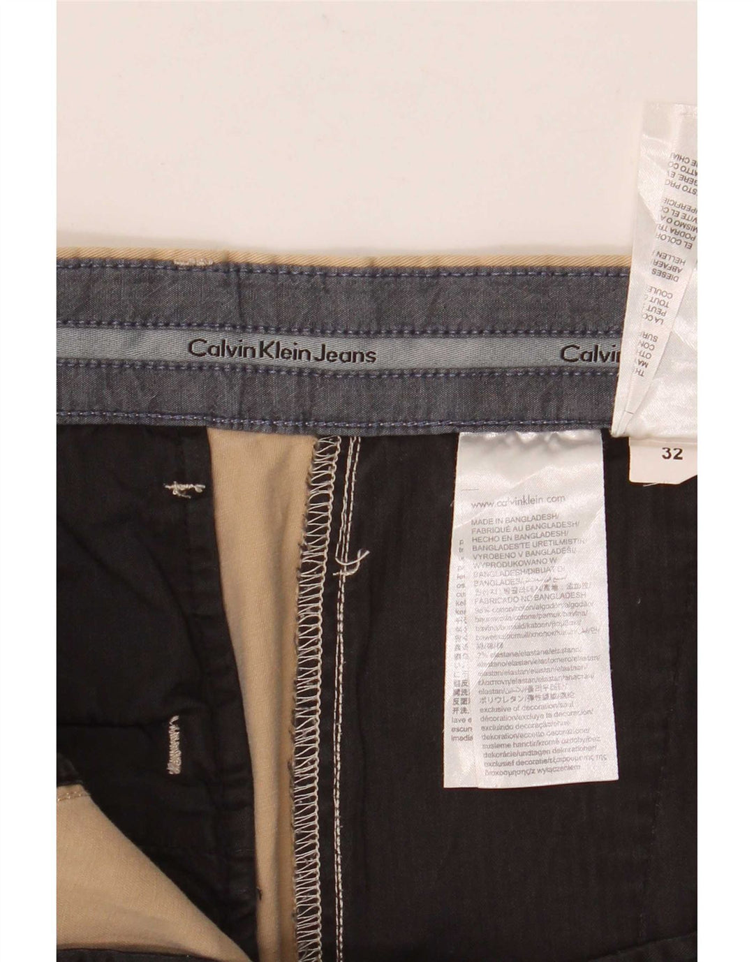 Calvin Klein Short Chino Homme W32 Coton Beige Moyen