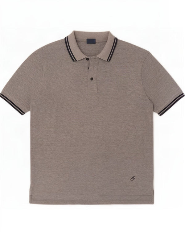 Polo Asics Homme Coton Rayé Gris Moyen