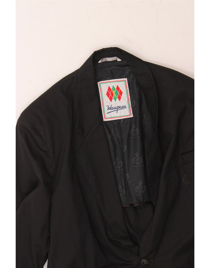 WAMPUM Mens 2 Button Blazer Jacket UK 38 Medium Black Vintage Wampum and Second-Hand Wampum from Messina Hembry 