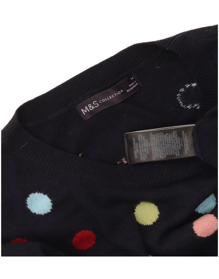 MARKS & SPENCER Pull à col rond pour femme UK 14 Bleu marine moyen