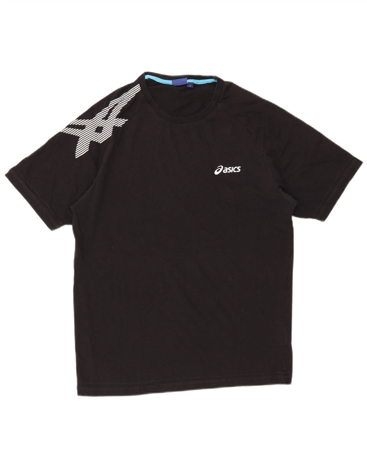ASICS T-shirt graphique pour homme en coton noir moyen