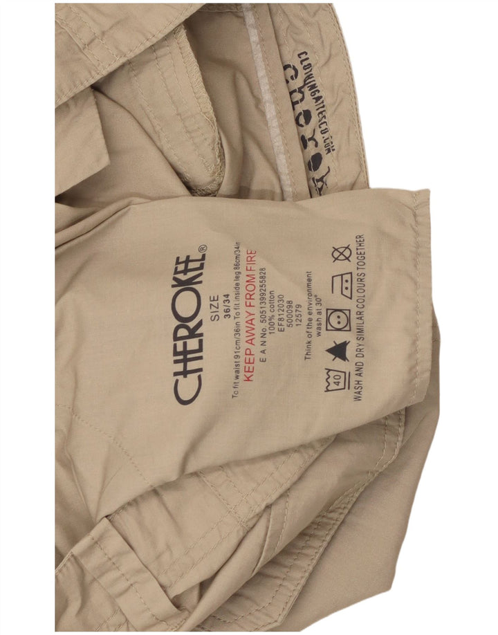 Cherokee Pantalon Cargo Droit Homme W36 L34 Coton Beige