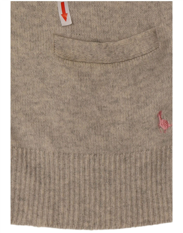 Jack Wills Pull Cardigan Femme UK 10 Petite Laine Grise