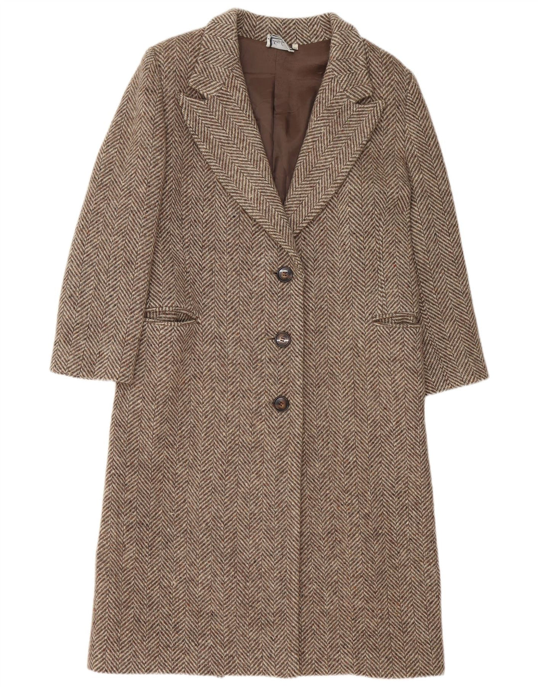 Luisa Spagnoli Pardessus Femme IT 44 Laine Vierge à Chevrons Beige Moyen