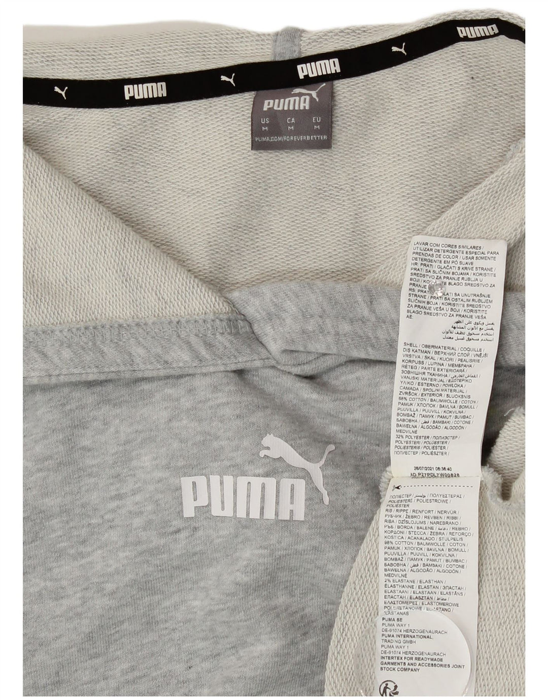 Puma Pull à capuche surdimensionné Crop Graphic pour femme UK 44 Gris moyen Coton