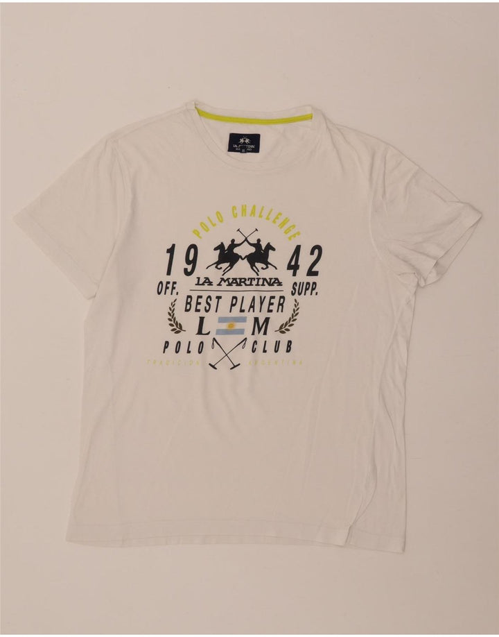 La Martina T-Shirt Graphique Homme Blanc Moyen