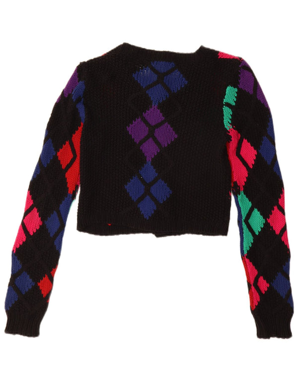 HOBBS Pull court pour femme UK 8 Petit Noir Argyle/Diamant Coton