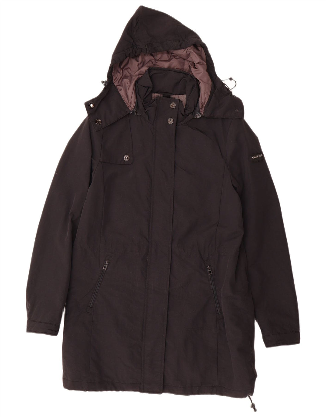 GEOX RESPIRA Manteau coupe-vent à capuche pour femme UK 6 XS Noir Polyamide