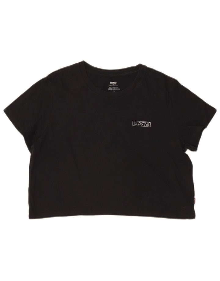 LEVI'S T-shirt court graphique pour femme UK 14, coton noir moyen