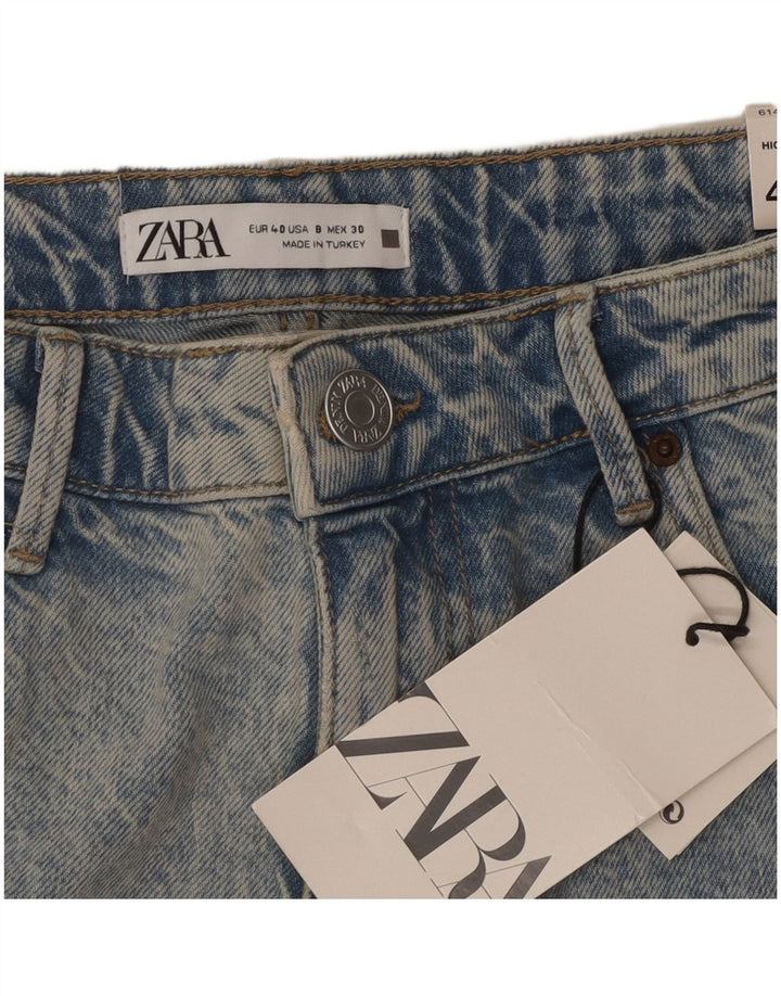 ZARA Short en jean vieilli pour femme EU 40 Medium W30 Bleu Coton