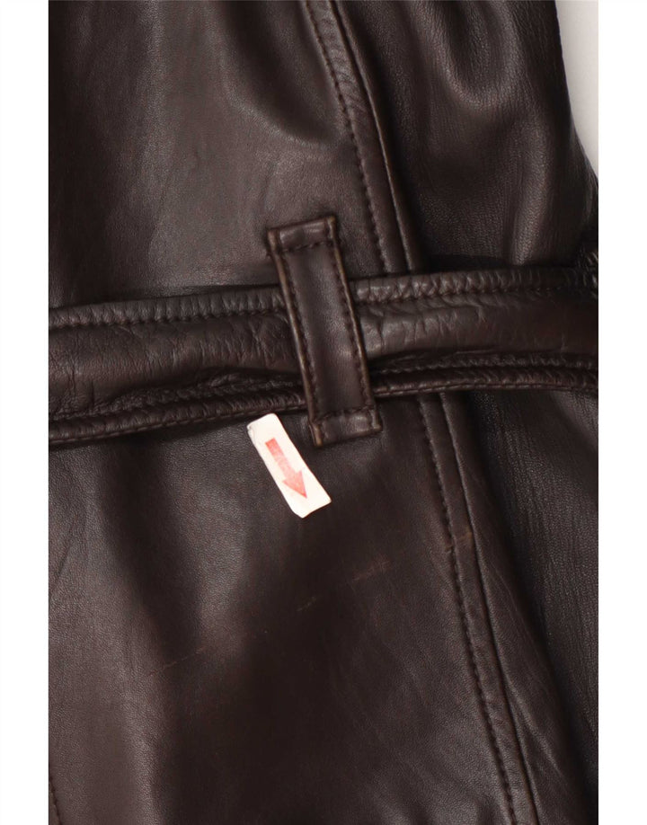 Esprit Veste en cuir à double boutonnage pour femme UK 12 Cuir d'agneau marron moyen