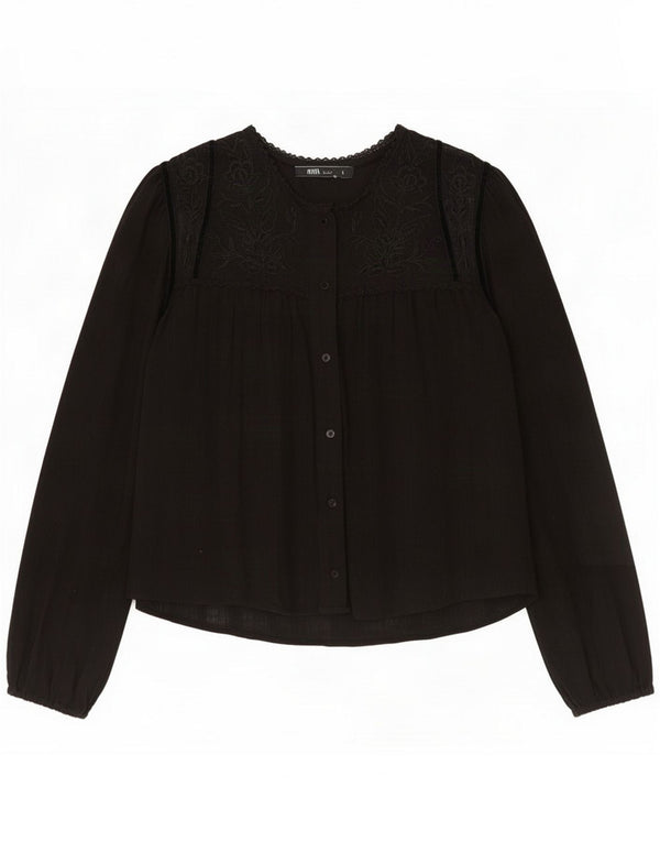 Zara Chemisier Femme UK 44 Medium Noir Floral Polyester