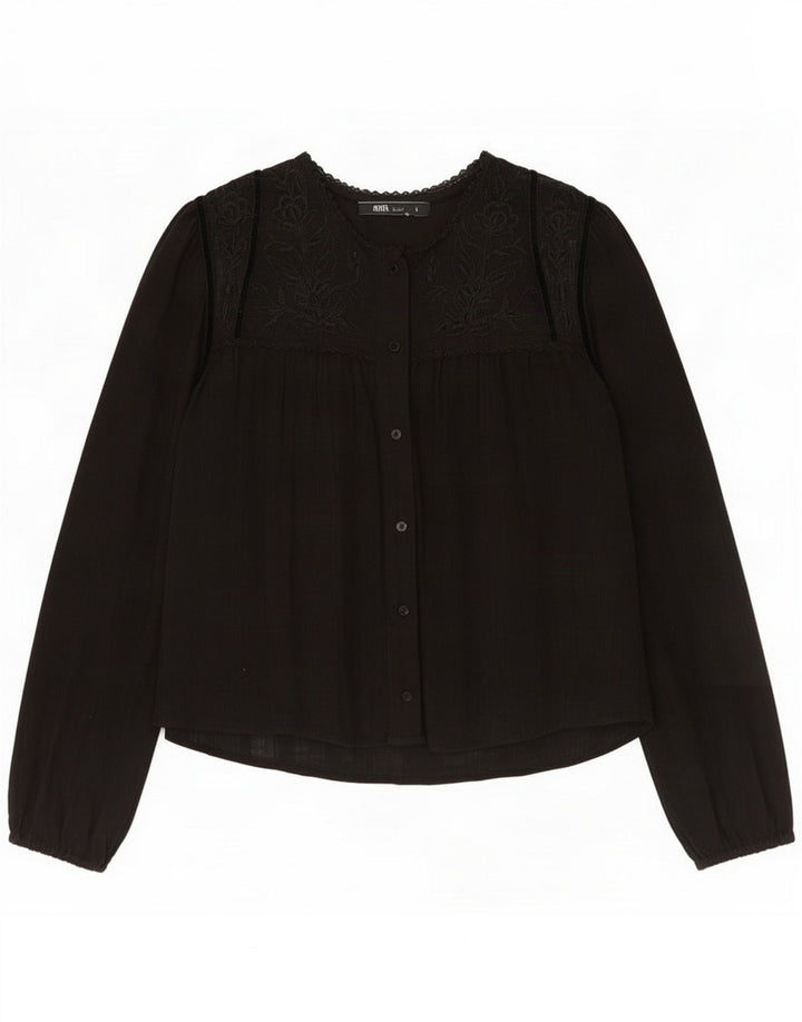 Zara Chemisier Femme UK 44 Medium Noir Floral Polyester
