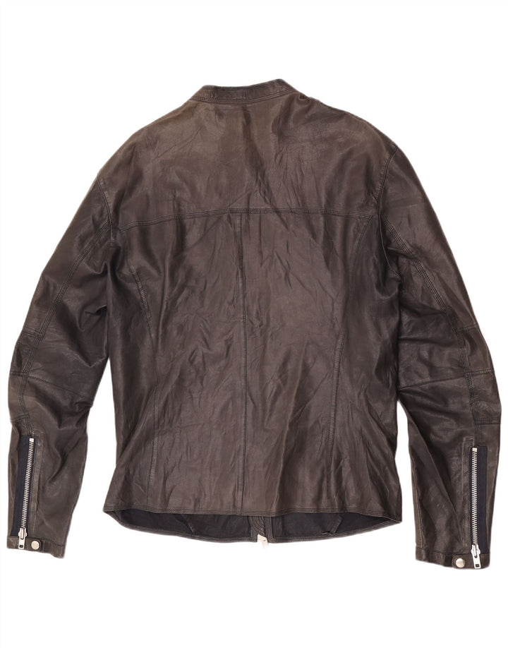 veste de course en cuir homme vintage UK 38 cuir noir moyen