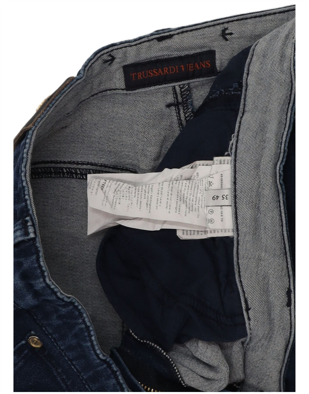 TRUSSARDI Jean Slim Femme IT 49 XL W35 L32 Bleu Marine Polyester