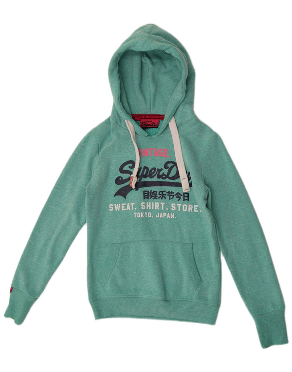 Superdry Pull à capuche graphique pour femme UK 6 XS Polyester moucheté vert
