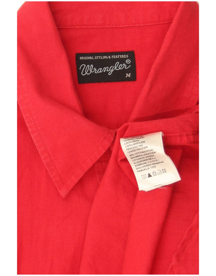 Wrangler Chemise à Manches Courtes Homme Lin Rouge Moyen