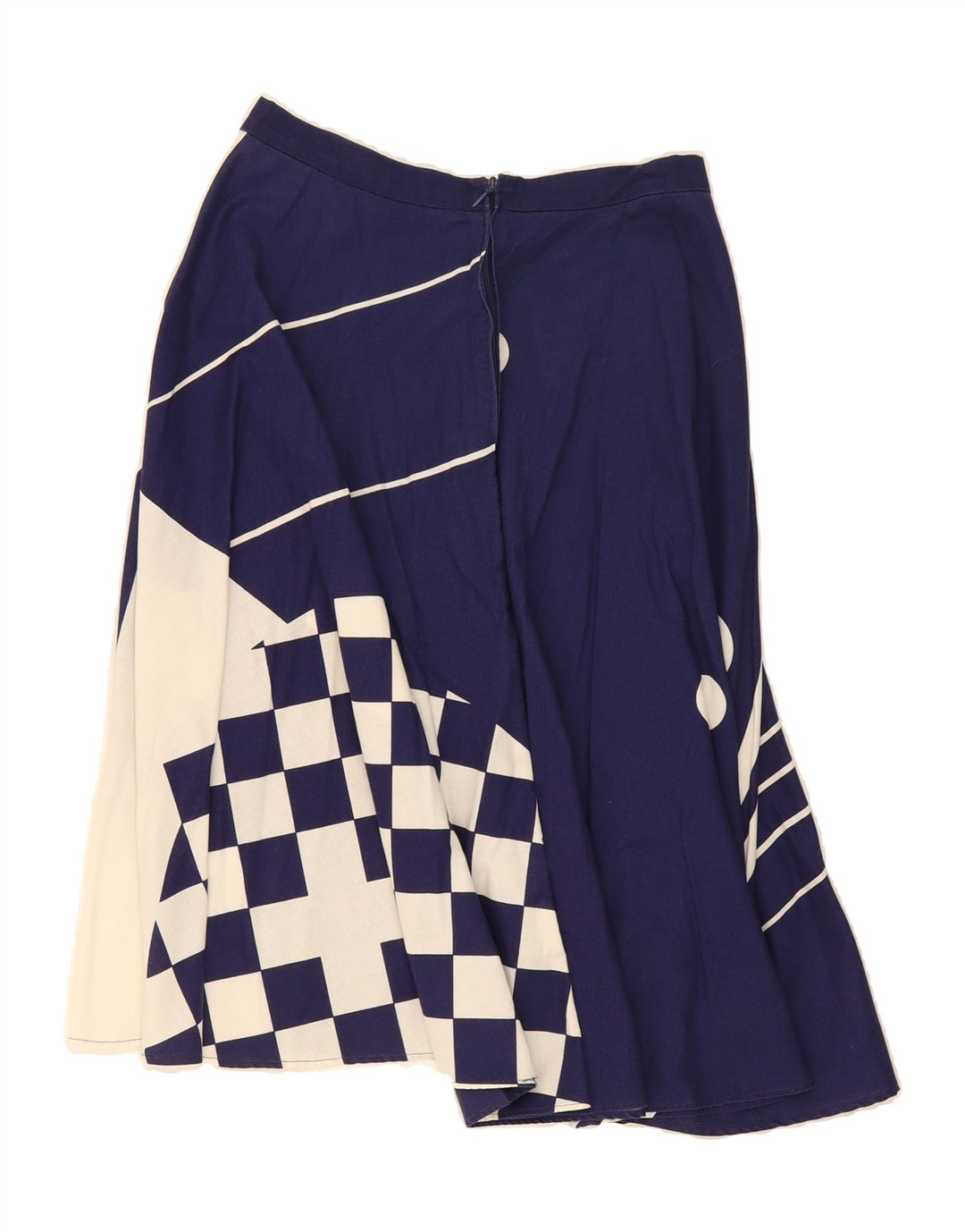 VINTAGE Womens A-Line Skirt W28 Medium Navy Blue Geometric Vintage Vintage and Second-Hand Vintage from Messina Hembry 