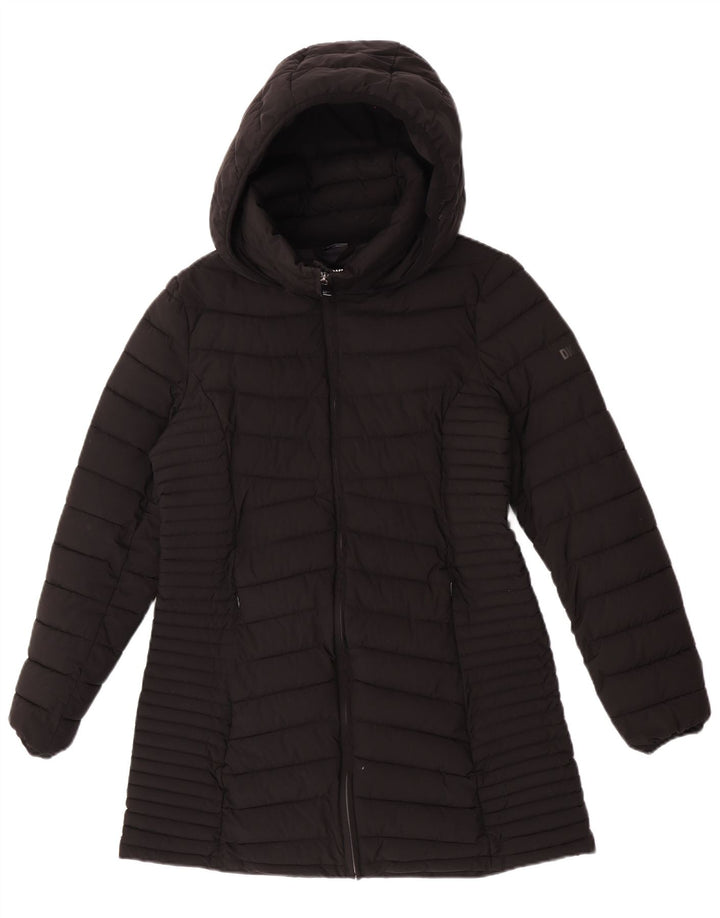 Dkny Manteau rembourré à capuche pour femme UK 12 Medium Noir Polyester
