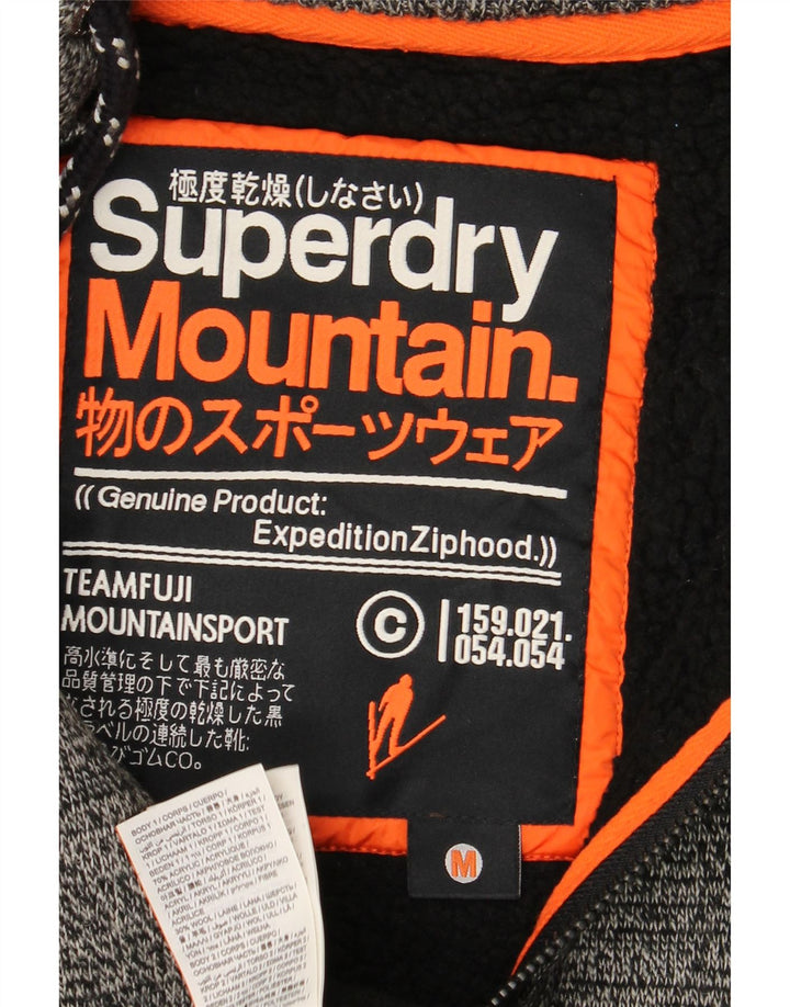 SUPERDRY Pull Cardigan Graphique à Capuche Homme Gris Moyen Acrylique Moucheté