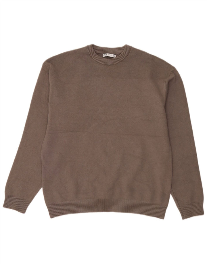 Zara Pull Col Ras Du Cou Homme Gris Moyen