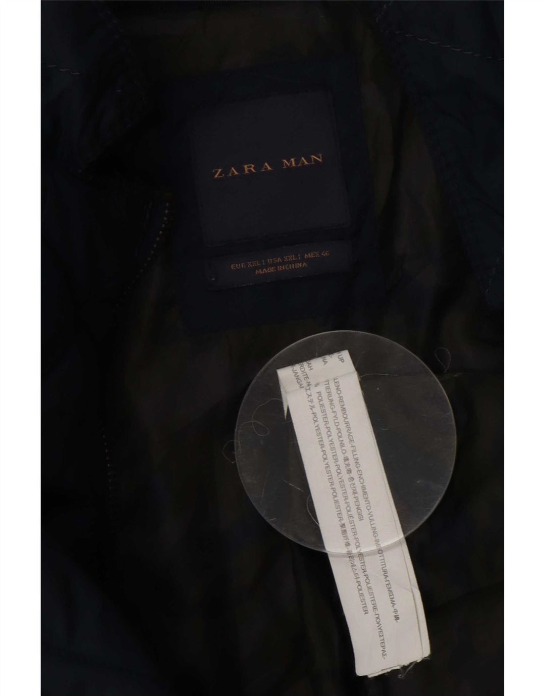 Zara Veste matelassée pour homme UK 44 2XL Bleu marine Polyester