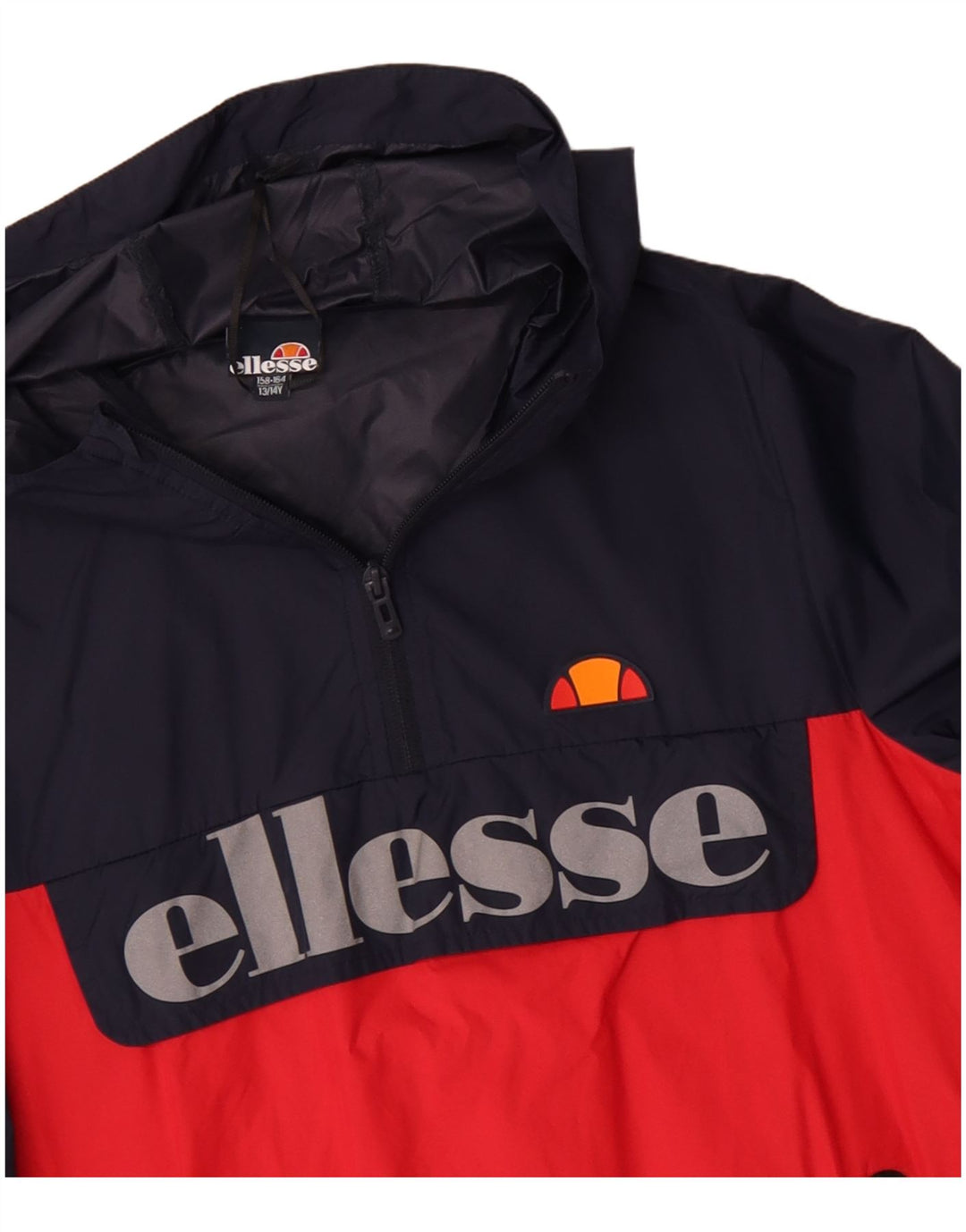 Veste anorak graphique à capuche Ellesse pour garçon 13-14 ans bleu marine colour block
