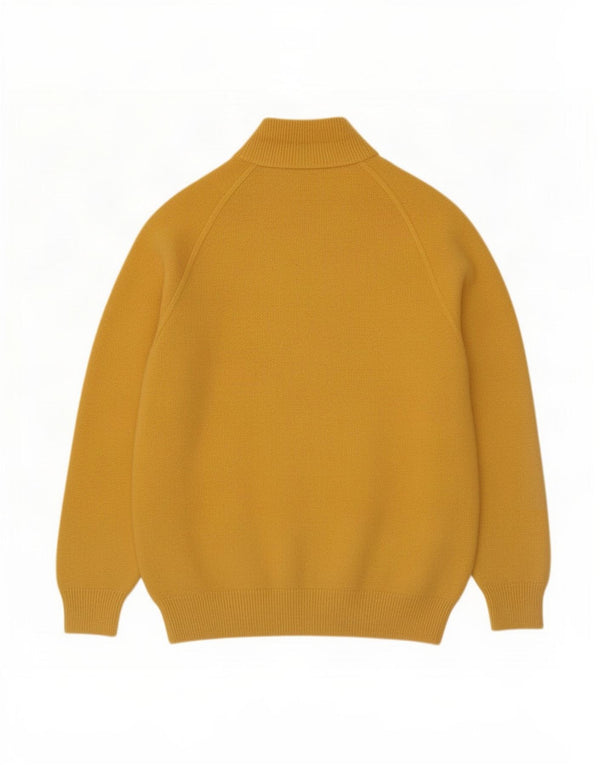 vintage Womens Button Neck Jumper Pull UK 16 Grand Angora Jaune
