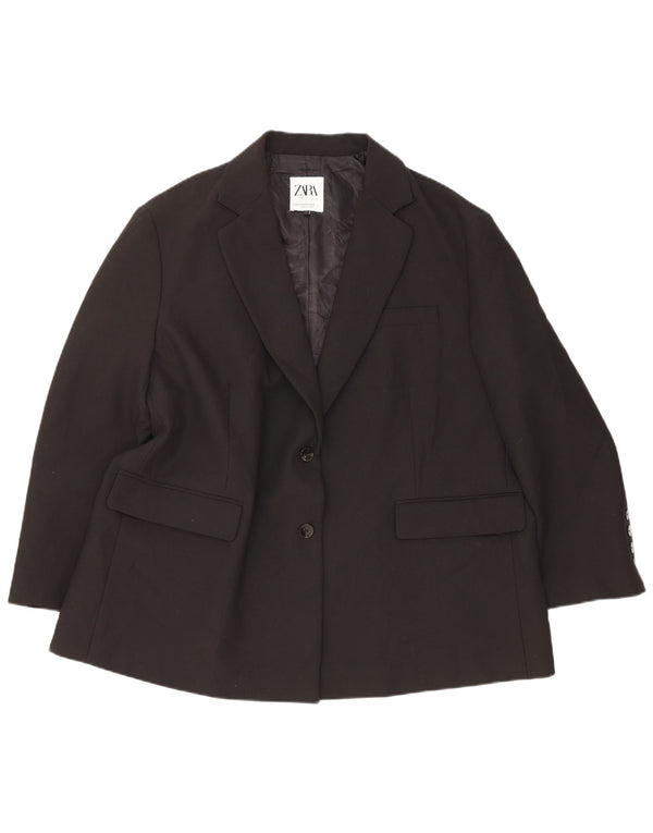 Zara Veste blazer surdimensionnée à 2 boutons pour femme UK 6 XS Noir Polyester