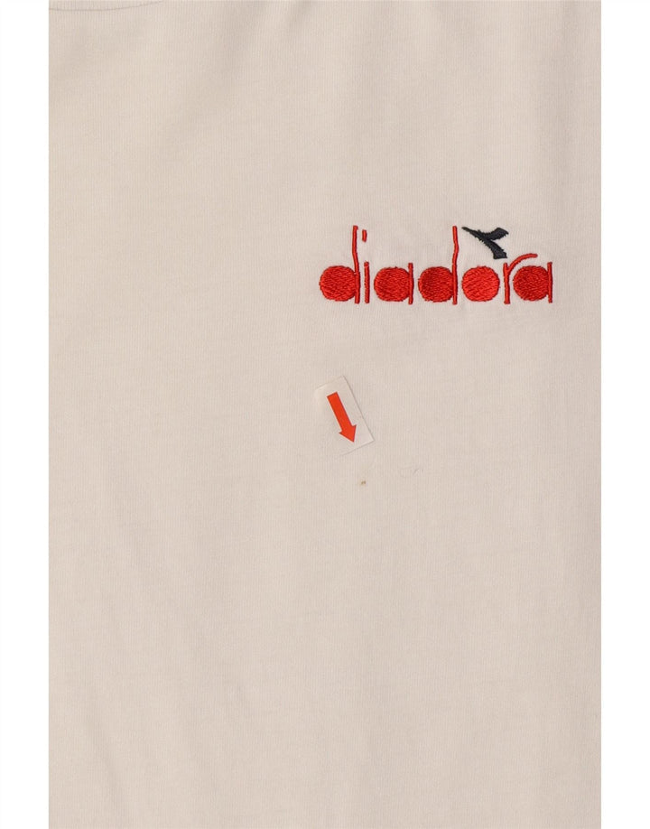 DIADORA Mens Graphic T-Shirt Top Small White Cotton Vintage Diadora and Second-Hand Diadora from Messina Hembry 