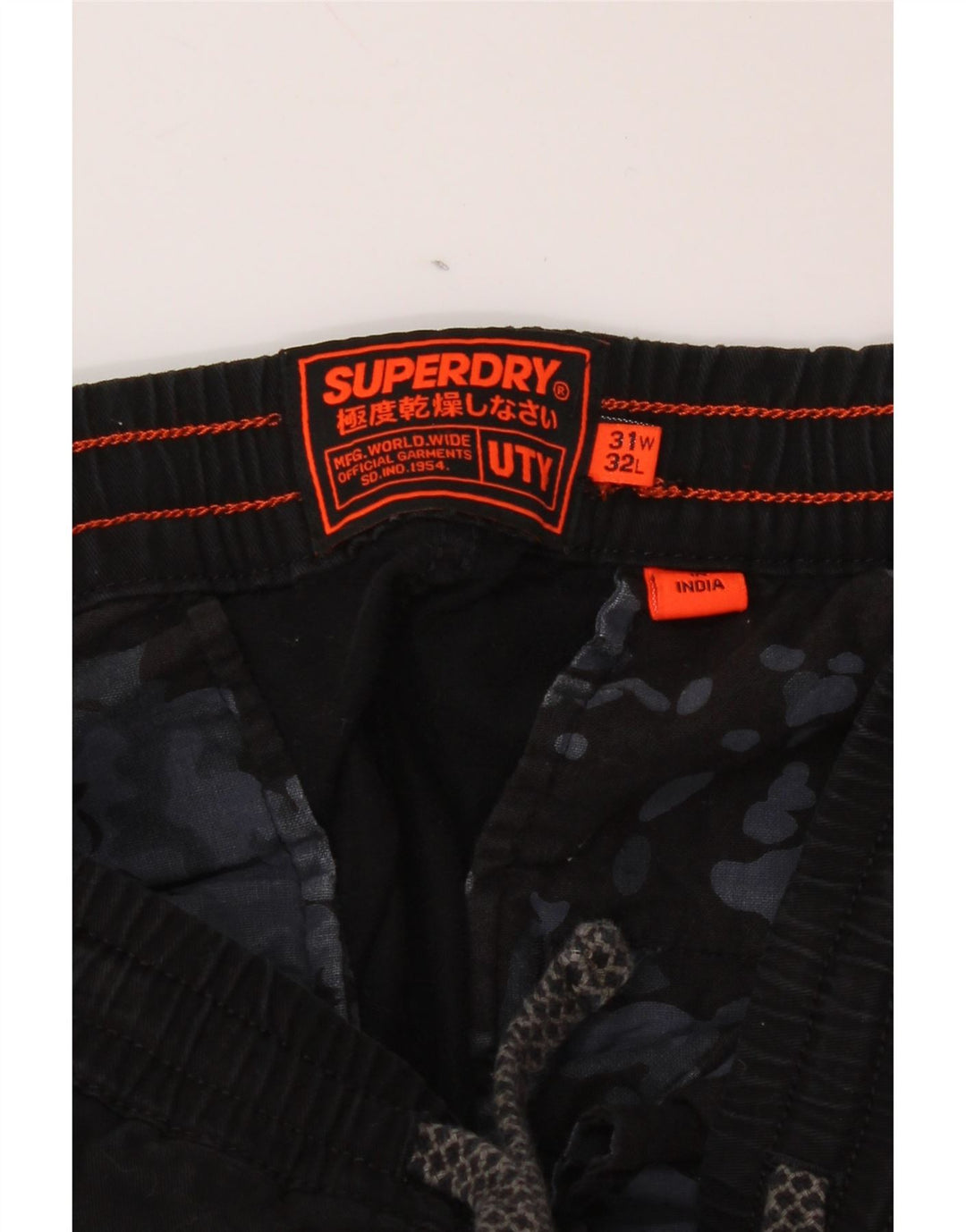 SUPERDRY Pantalon Cargo Skinny Homme W31 L32 Noir Coton