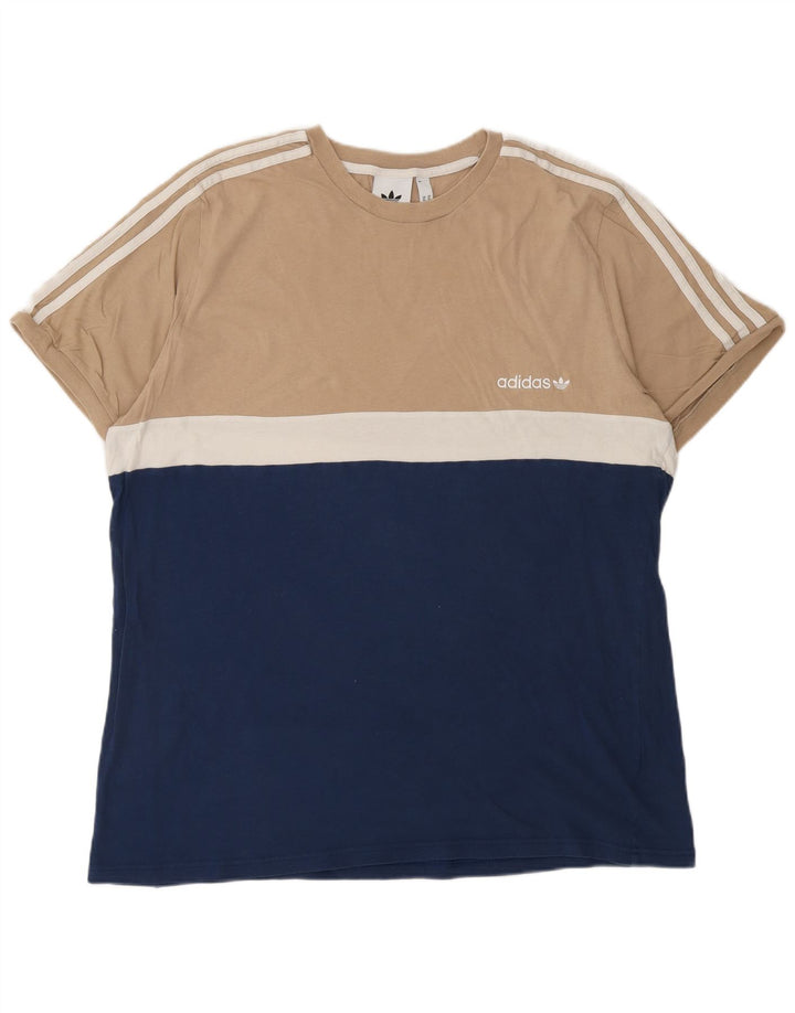 ADIDAS T-Shirt Homme Top XL Bleu Marine Colourblock Coton