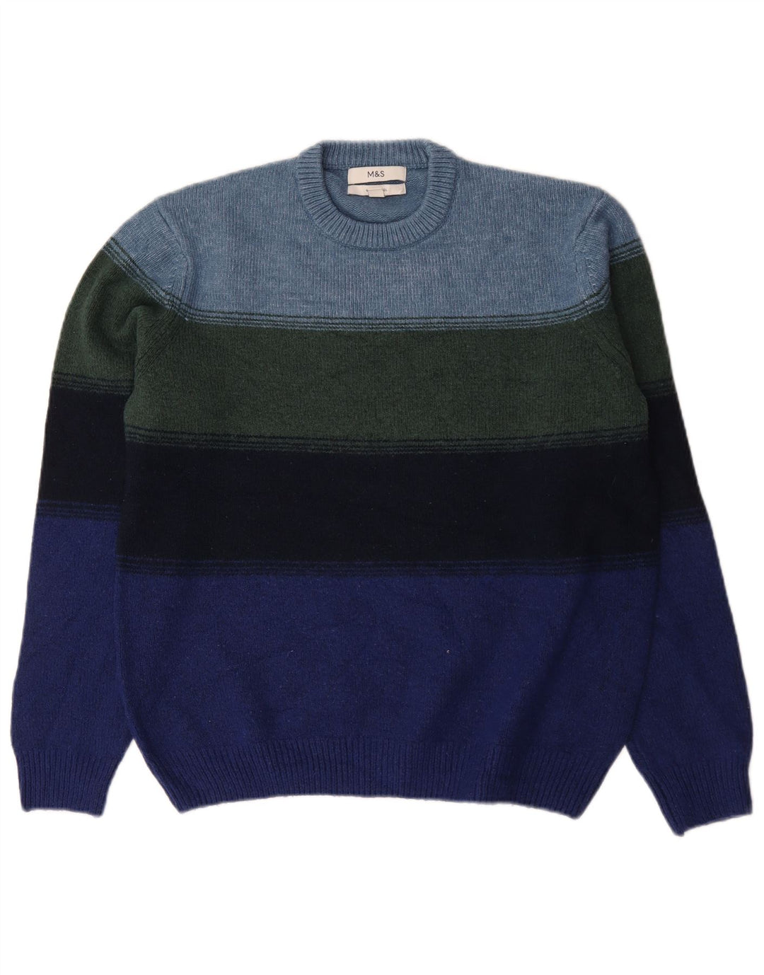 Marks & Spencer Pull à col rond pour homme, grandes rayures multicolores