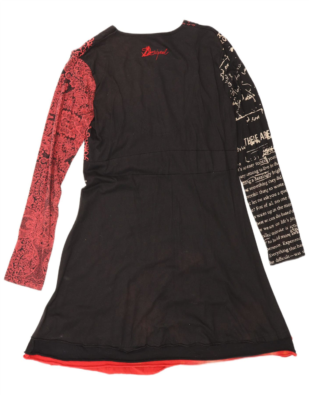 DESIGUAL Robe trapèze graphique à manches longues pour femme UK 18 XL Noir Paisley