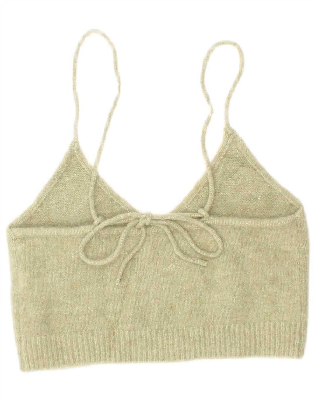 Zara Femme Top Court En Tricot Petit Acrylique Vert