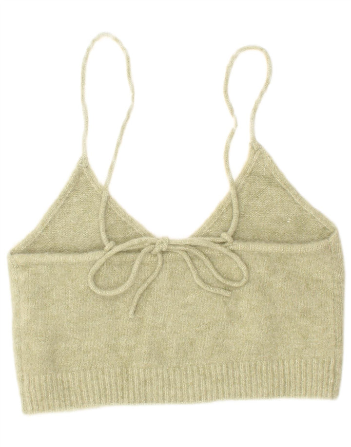 Zara Femme Top Court En Tricot Petit Acrylique Vert