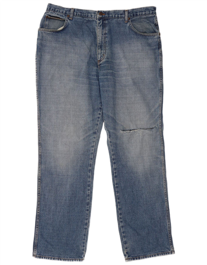 Wrangler Jean droit homme Texas effet vieilli W40 L32 bleu coton