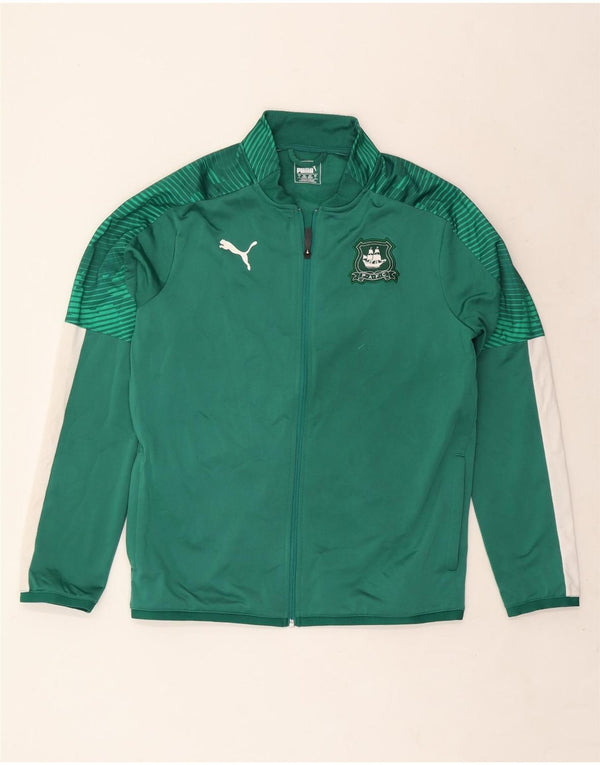 Puma Veste de survêtement pour homme Large Vert Colorblock Polyester