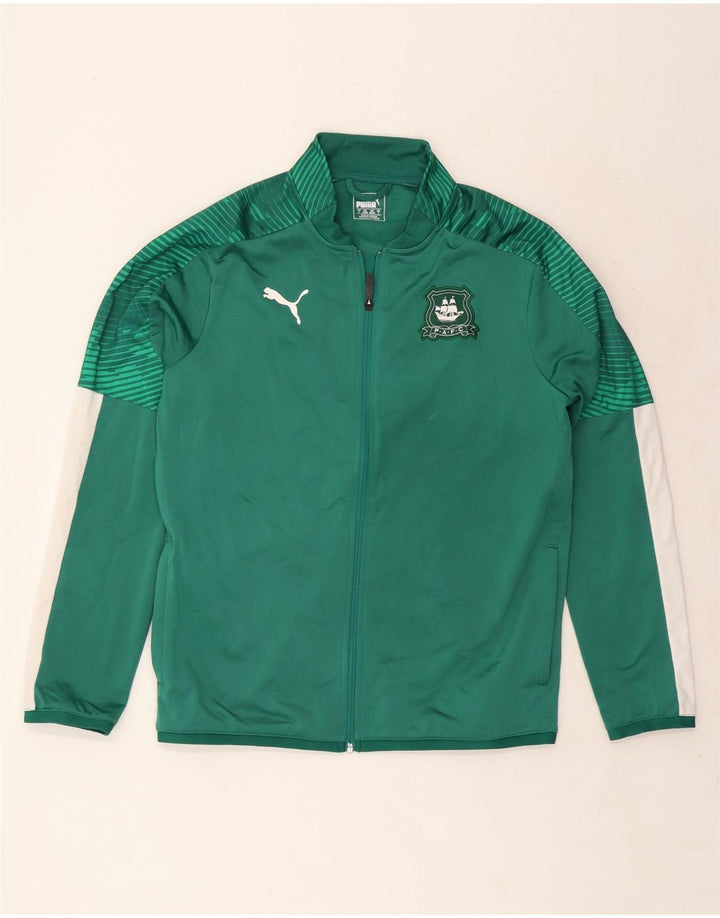 Puma Veste de survêtement pour homme Large Vert Colorblock Polyester